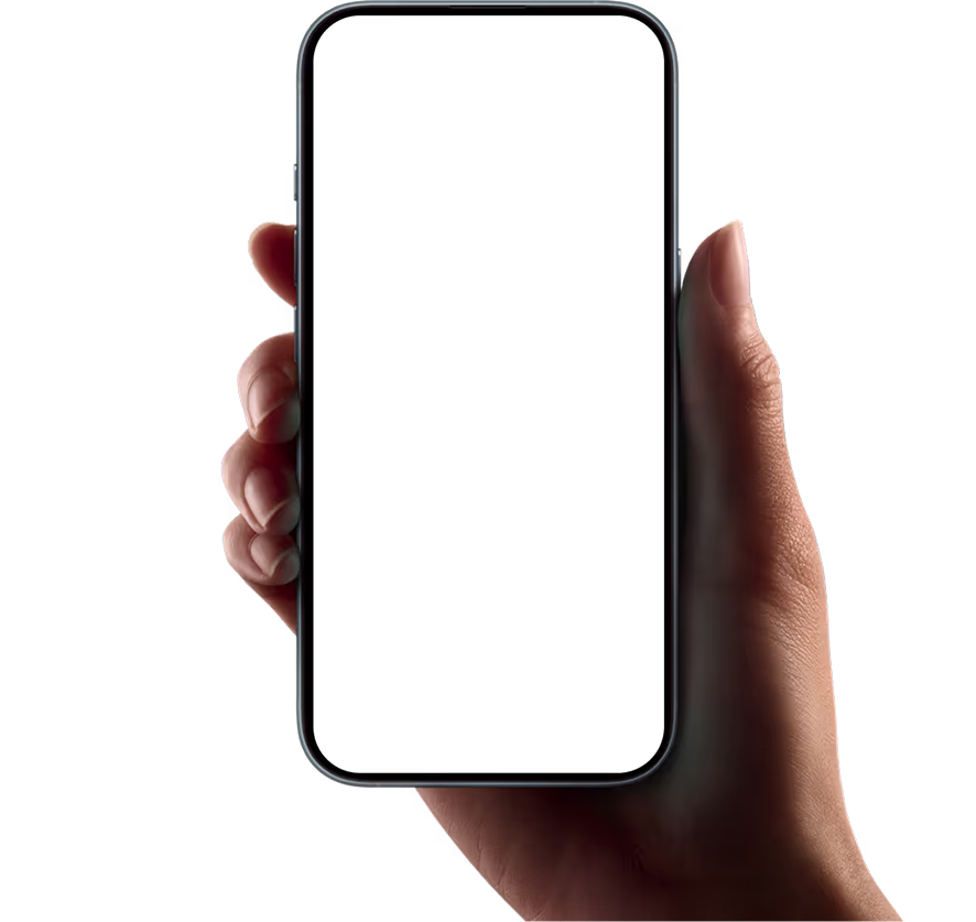 Hand holding a smartphone showcasing an AR experience